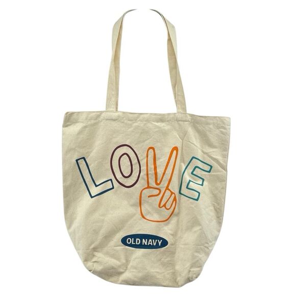 Old Navy Vintage LOVE Double Handle Canvas Tote Bag – Everyday Classic - Picture 1 of 11